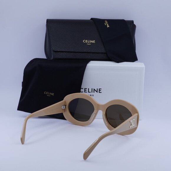 Celine CL40292U 57E Sunglasses Beige Oval Frame, Brown Lenses - Picture 10 of 10
